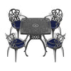 Yeah Depot - L32.28/35.43*W32.28/35.43-inch Cast Aluminum Patio Dining Table with Black Frame and Umbrella Hole