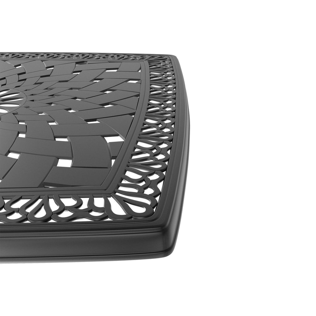 Yeah Depot - L32.28/35.43*W32.28/35.43-inch Cast Aluminum Patio Dining Table with Black Frame and Umbrella Hole