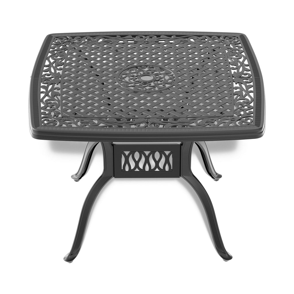 Yeah Depot - L37/39.37*W37/39.37-inch Cast Aluminum Patio Dining Table with Black Frame and Umbrella Hole