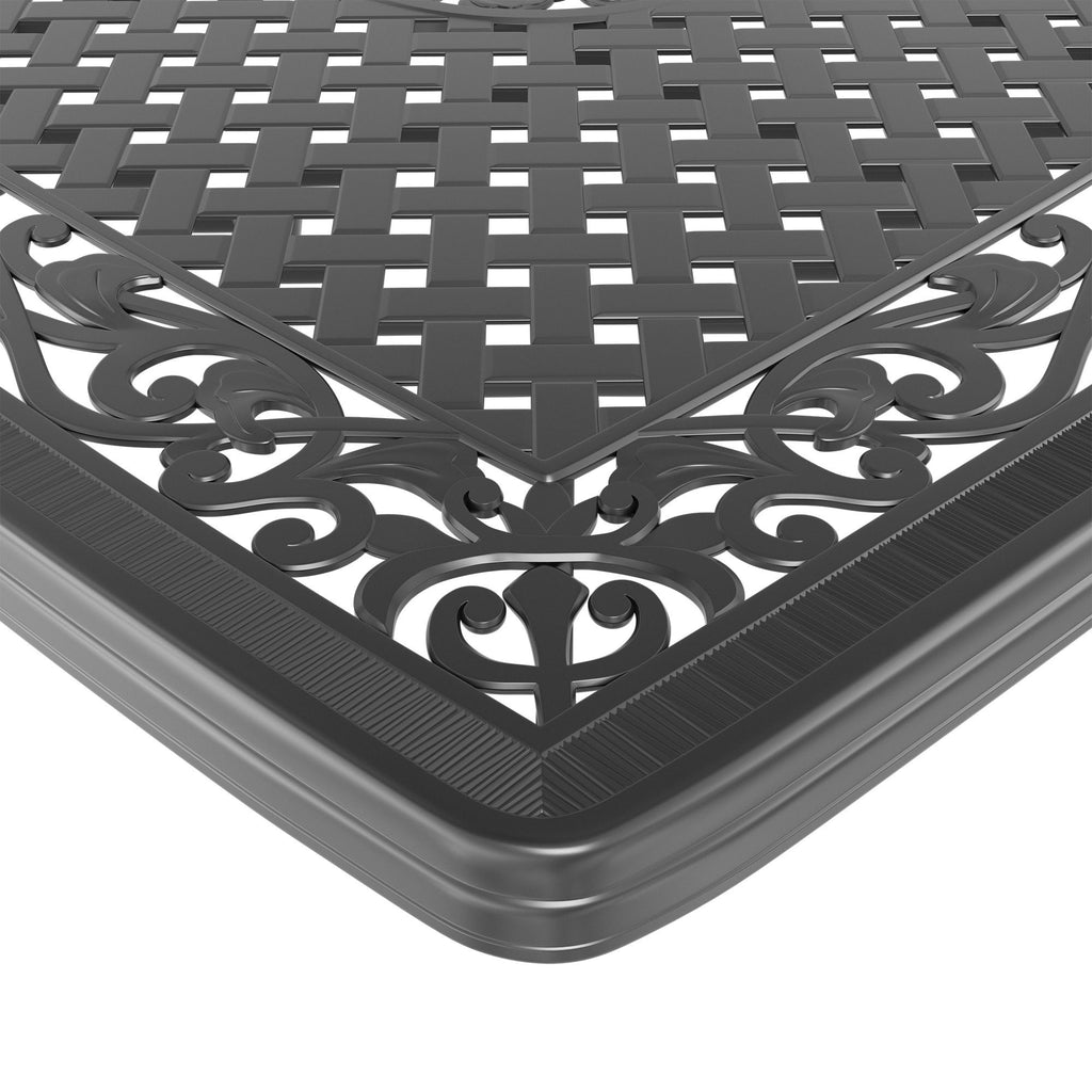Yeah Depot - L37/39.37*W37/39.37-inch Cast Aluminum Patio Dining Table with Black Frame and Umbrella Hole
