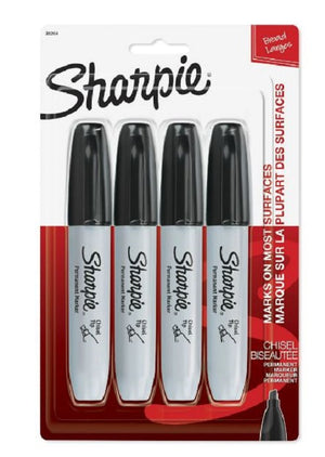 Flexile - Sharpie Permanent Markers, Chisel Tip, Black, 4 Count