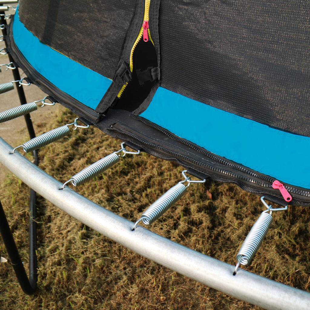 Yeah Depot - YC 12FT Recreational Trampolines with Enclosure for Kids and Adults with Patented Fiberglass Poles - Pumpkin Blue