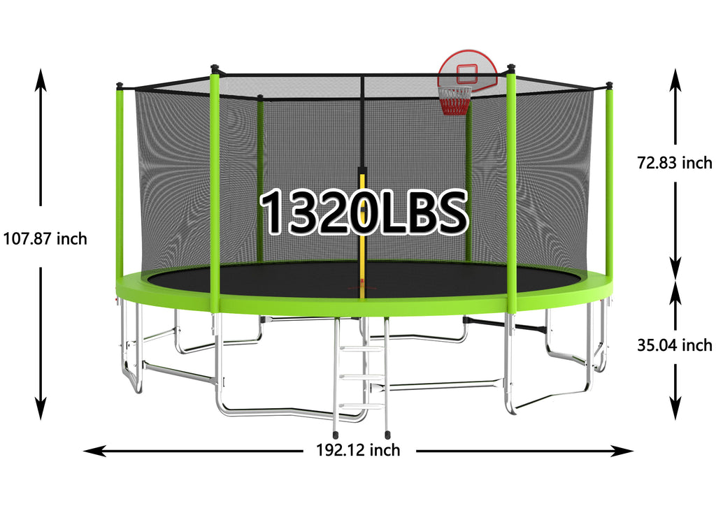 Yeah Depot - 16FT Big Trampoline Green