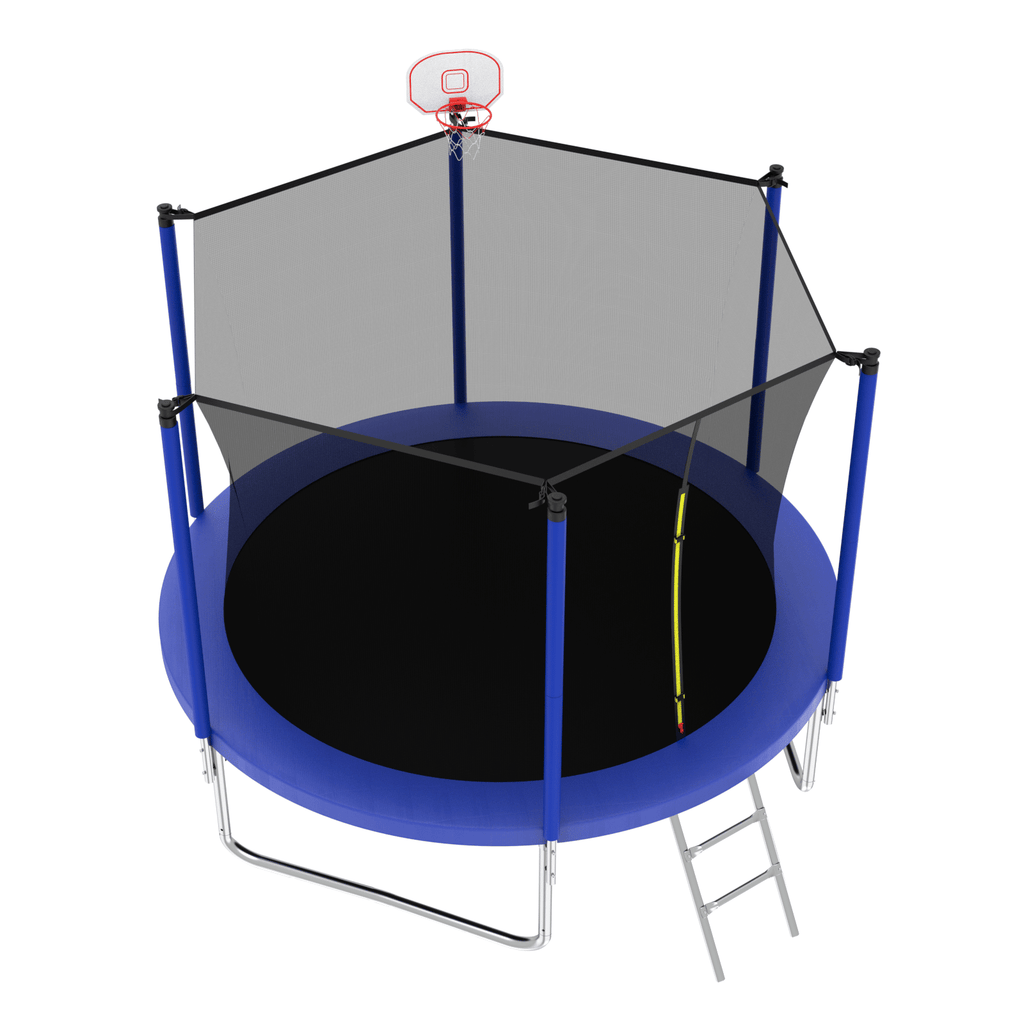 Yeah Depot - 10FT Trampoline for Kids, Basketball Hoop and Ladder, Outdoor Kids Trampoline with Safety Enclosure,Fast Assembly for Backyard Fun,ASTM Approved