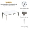 Yeah Depot - Outdoor Patio Aluminum 40''x70'' Two-tone Table Top Rectangle Dining Table with Tapered Feet & Umbrella Hole, Matte White+ Grayish