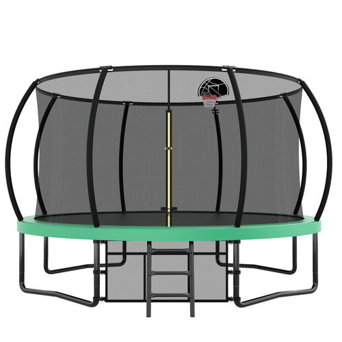 Yeah Depot - 12FT Recreational Kids Trampoline with Safety Enclosure Net & Ladder, Outdoor Recreational Trampolines