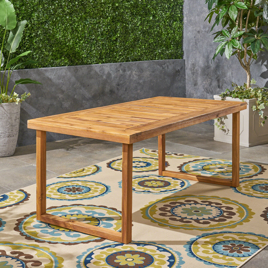 Yeah Depot - Outdoor 69'' Acacia Wood Dining Table, Sandblast Natural Finish