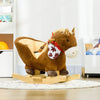 Yeah Depot - Qaba Baby Rocking Horse, Riding Horse, Plush Animal Rocker with Realistic Sound, Pedals for Ages 18-36 Months, Brown