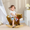 Yeah Depot - Qaba Baby Rocking Horse, Riding Horse, Plush Animal Rocker with Realistic Sound, Pedals for Ages 18-36 Months, Brown