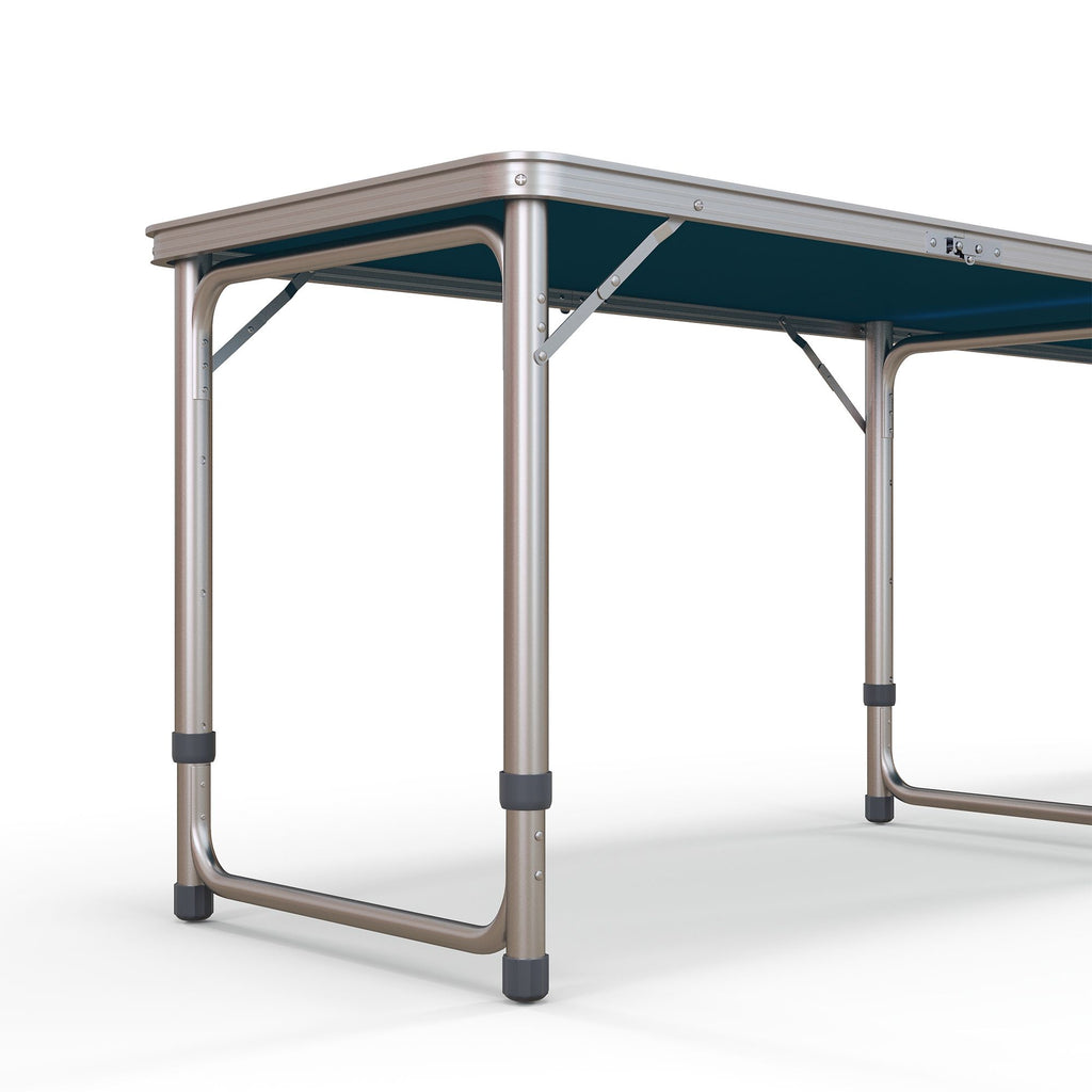 Yeah Depot - Outsunny 8ft Portable Beer Pong Table with Adjustable Legs, Folding Camping Table, Aluminum Picnic Table, for Party, Travel, BBQ, Beach, Blue and White
