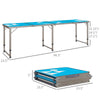 Yeah Depot - Outsunny 8ft Portable Beer Pong Table with Adjustable Legs, Folding Camping Table, Aluminum Picnic Table, for Party, Travel, BBQ, Beach, Blue and White