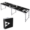 Yeah Depot - Outsunny 8ft Portable Beer Pong Table with Adjustable Legs, Folding Camping Table, Aluminum Picnic Table, for Party, Travel, BBQ, Beach, Black and White