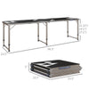 Yeah Depot - Outsunny 8ft Portable Beer Pong Table with Adjustable Legs, Folding Camping Table, Aluminum Picnic Table, for Party, Travel, BBQ, Beach, Black and White