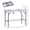 Yeah Depot - Outsunny Folding Fish Cleaning Table with Sink, Portable Camping Table with Faucet Drainage Hose, Grid Rack and Fish Cleaning Kit for Picnic, Fishing, 50''
