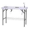 Yeah Depot - Outsunny Folding Fish Cleaning Table with Sink, Portable Camping Table with Faucet Drainage Hose, Grid Rack and Fish Cleaning Kit for Picnic, Fishing, 50''
