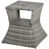 Yeah Depot - Outsunny Rattan Wicker Side Table with Umbrella Hole, 2 Tier Storage Shelf for All Weather for Outdoor, Patio, Garden, Backyard, Mixed Grey