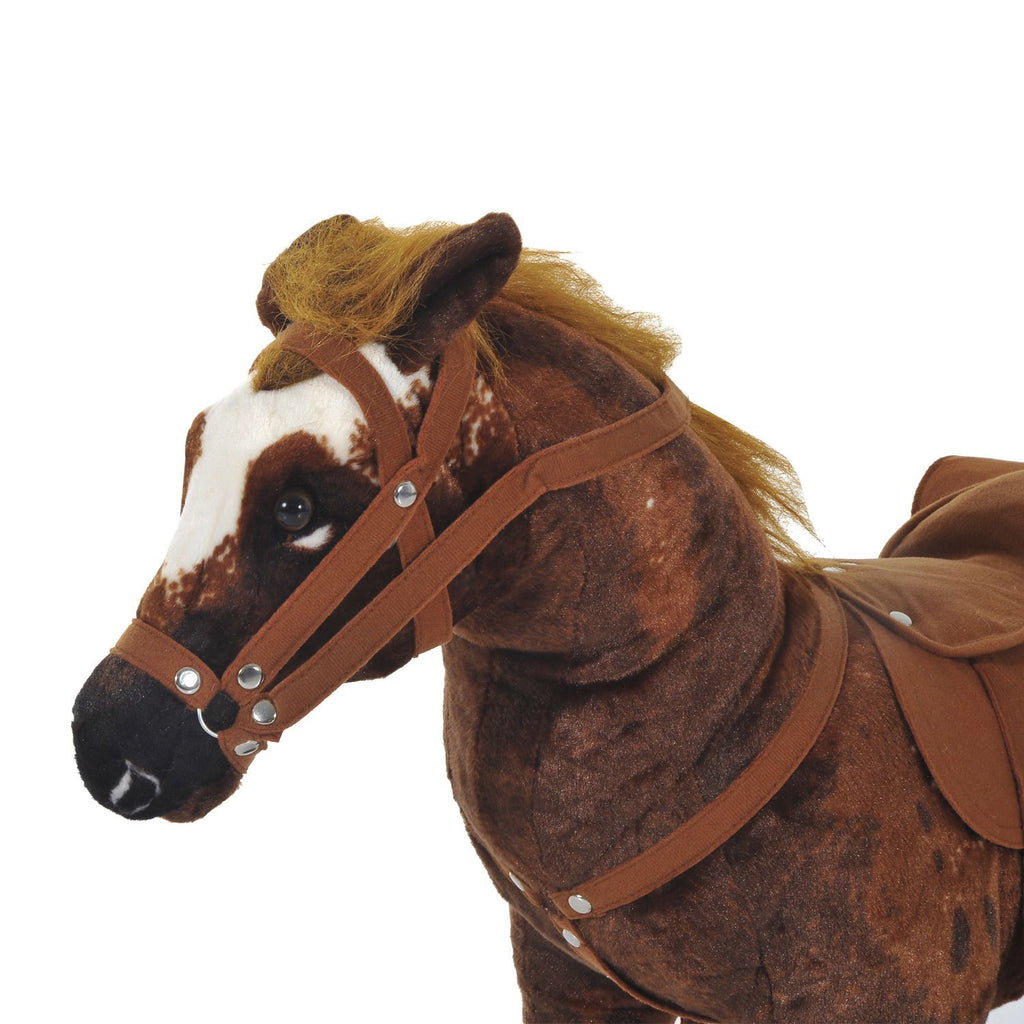 Yeah Depot - Qaba Sound-Making Ride On Horse for Toddlers 3-5, with Neighing and Galloping Sound, Stuffed Animal Horse Toy for Kids with Padding, Soft Feel, Brown