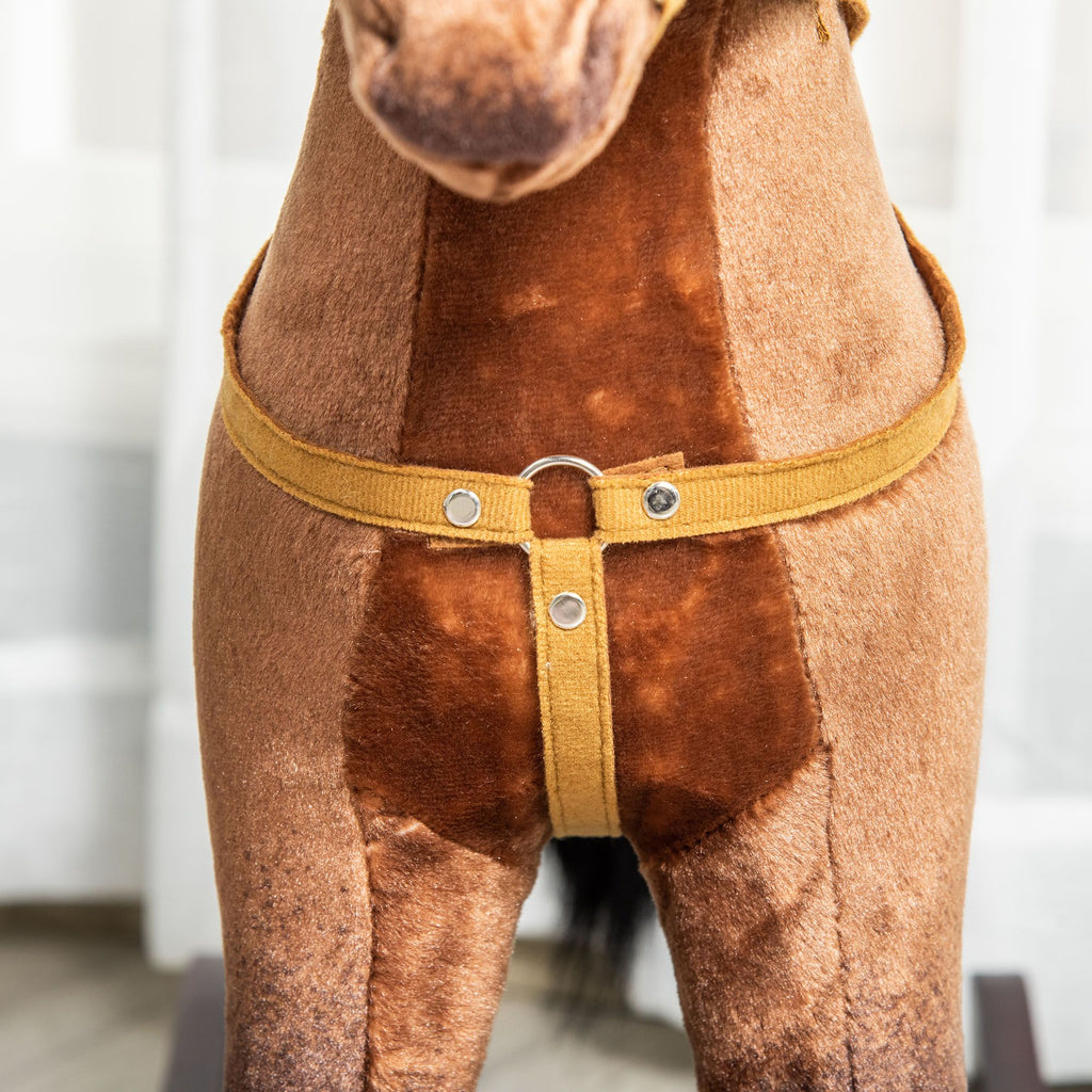 Yeah Depot - Qaba Kids Metal Plush Ride-On Rocking Horse Chair Toy With Realistic Sounds - Dark Brown/White