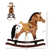 Yeah Depot - Qaba Kids Metal Plush Ride-On Rocking Horse Chair Toy With Realistic Sounds - Dark Brown/White