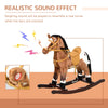 Yeah Depot - Qaba Kids Metal Plush Ride-On Rocking Horse Chair Toy With Realistic Sounds - Dark Brown/White