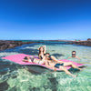 Yeah Depot - Soozier 12' x 5' Lily Pad Floating Mat with Cup Holder Table, 3-Layer Portable Roll-Up Water Mat Float Dock for 2-3 People, on Lake, River, Beach, Swimming Pool, Pink