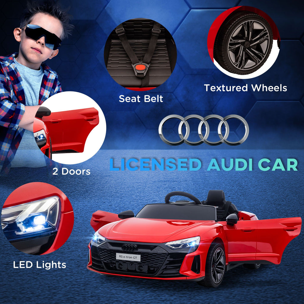 Yeah Depot - Aosom Kids Ride on Car, 12V Licensed Audi RS E-tron GT 3.1 MPH Electric Car for Kids, Ride-on Toy for Boys and Girls with Remote Control, 4 Wheels with Suspension, Horn, Music, Lights, Red
