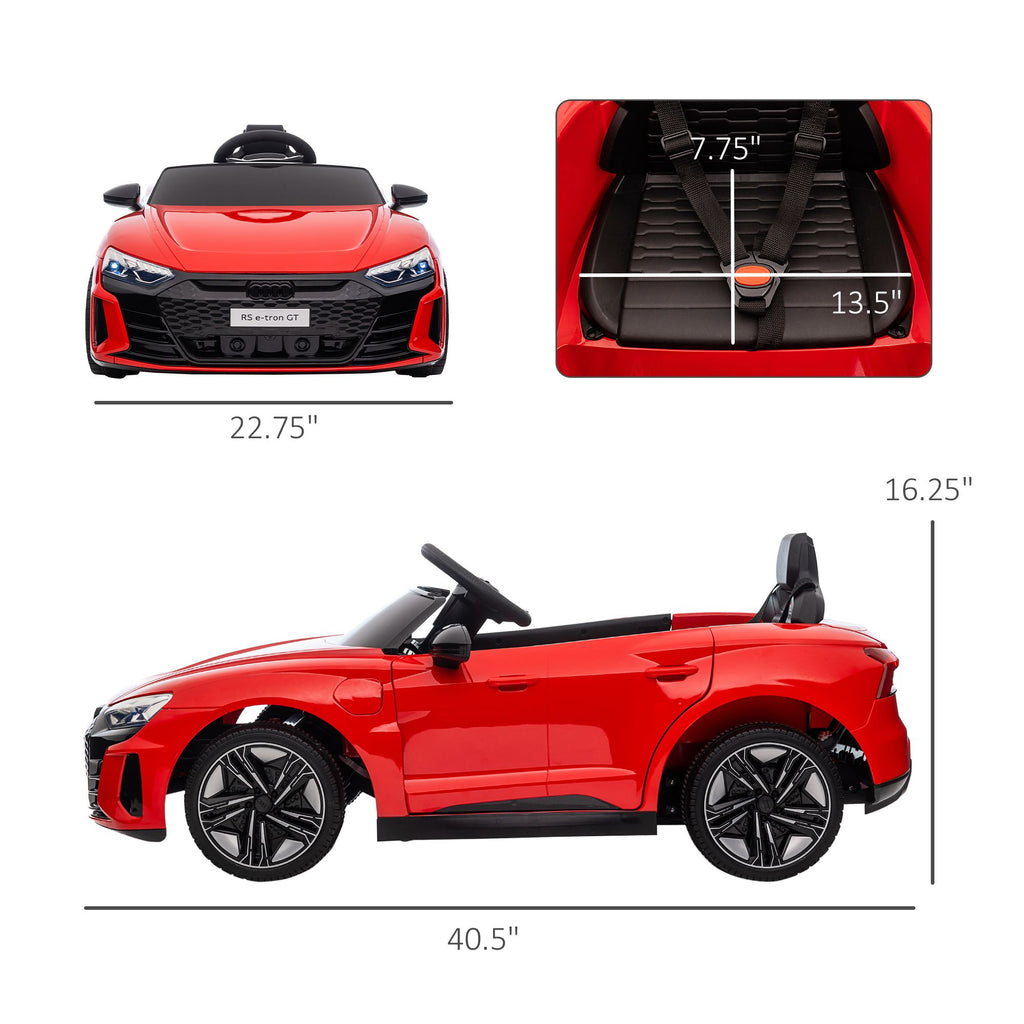 Yeah Depot - Aosom Kids Ride on Car, 12V Licensed Audi RS E-tron GT 3.1 MPH Electric Car for Kids, Ride-on Toy for Boys and Girls with Remote Control, 4 Wheels with Suspension, Horn, Music, Lights, Red