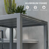 Yeah Depot - Outsunny Extendable Outdoor Dining Table, 41''- 83'' Aluminum Frame Patio Table with Wood Effect Steel Top, Rectangle Expandable Patio Table for 6-8, Dark Gray