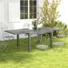 Yeah Depot - Outsunny Extendable Outdoor Dining Table, 41''- 83'' Aluminum Frame Patio Table with Wood Effect Steel Top, Rectangle Expandable Patio Table for 6-8, Dark Gray