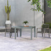 Yeah Depot - Outsunny Extendable Outdoor Dining Table, 41''- 83'' Aluminum Frame Patio Table with Wood Effect Steel Top, Rectangle Expandable Patio Table for 6-8, Dark Gray