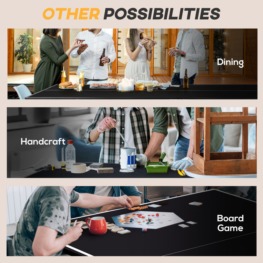 Yeah Depot - Soozier Full Size Ping Pong Table, Folds into Quarters, Portable Table Tennis Table with Net, Paddles, Balls, MDF, Charcoal Gray