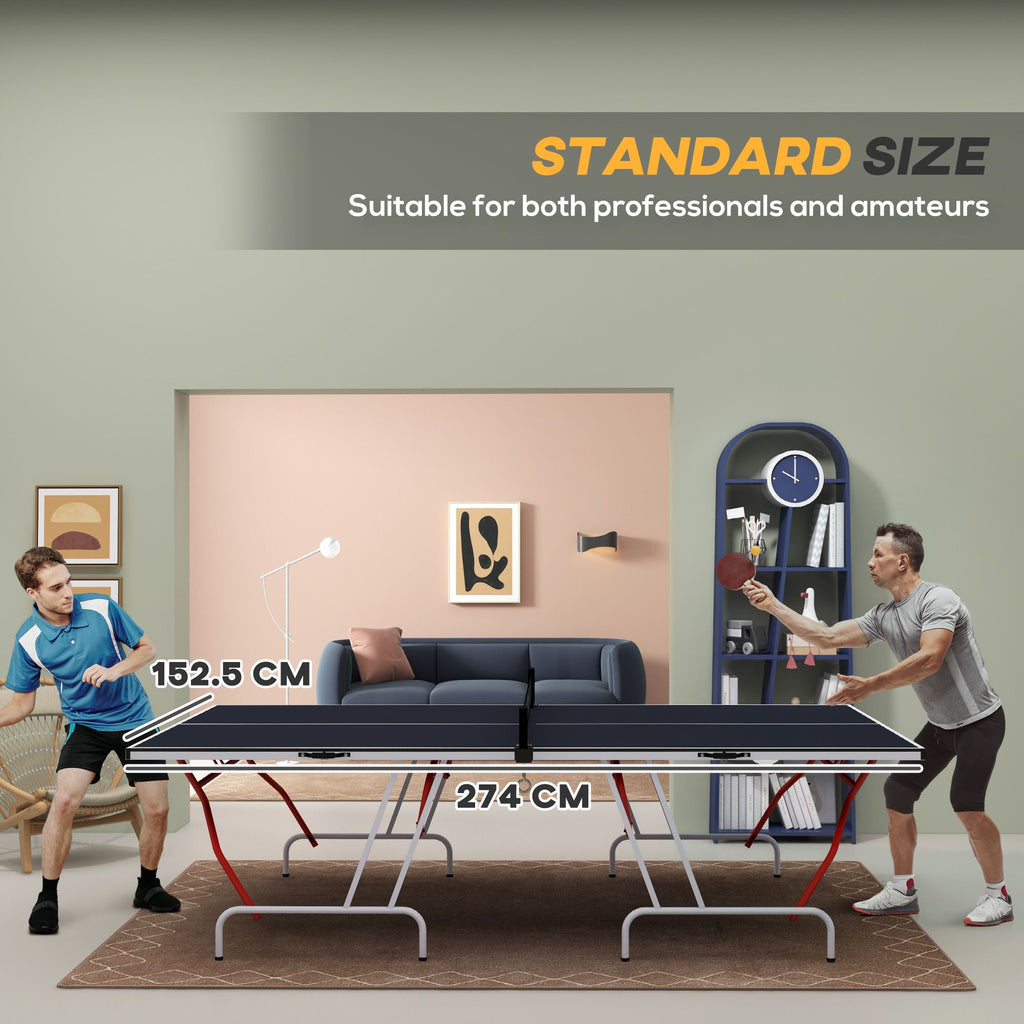 Yeah Depot - Soozier Full Size Ping Pong Table, Folds into Quarters, Portable Table Tennis Table with Net, Paddles, Balls, MDF, Charcoal Gray