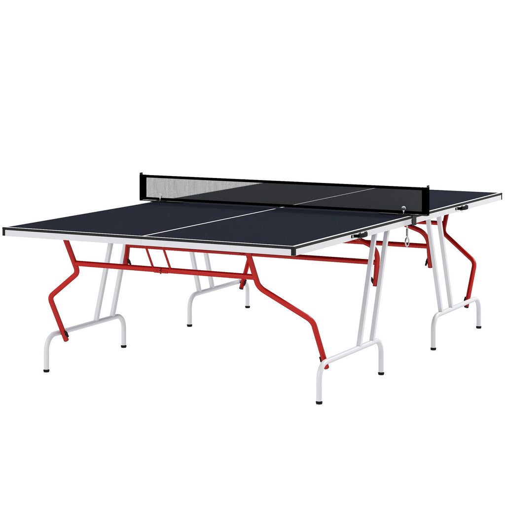 Yeah Depot - Soozier Full Size Ping Pong Table, Folds into Quarters, Portable Table Tennis Table with Net, Paddles, Balls, MDF, Charcoal Gray