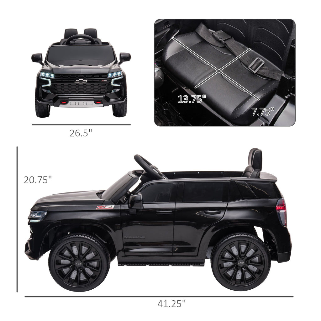 Yeah Depot - Aosom Chevrolet TAHOE Licensed Kids Ride on Car, 12V Battery Powered Kids Electric Car with Remote Control, Music, Lights, Horn, Suspension for 3-6 Years Old, Black