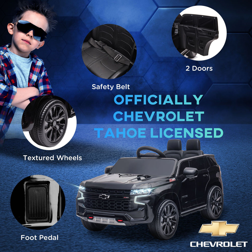 Yeah Depot - Aosom Chevrolet TAHOE Licensed Kids Ride on Car, 12V Battery Powered Kids Electric Car with Remote Control, Music, Lights, Horn, Suspension for 3-6 Years Old, Black