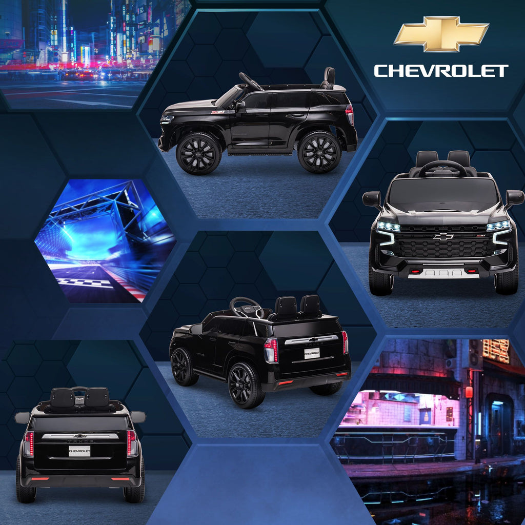 Yeah Depot - Aosom Chevrolet TAHOE Licensed Kids Ride on Car, 12V Battery Powered Kids Electric Car with Remote Control, Music, Lights, Horn, Suspension for 3-6 Years Old, Black