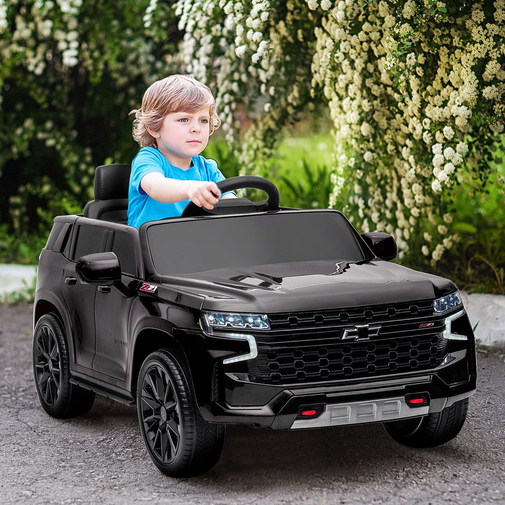 Yeah Depot - Aosom Chevrolet TAHOE Licensed Kids Ride on Car, 12V Battery Powered Kids Electric Car with Remote Control, Music, Lights, Horn, Suspension for 3-6 Years Old, Black
