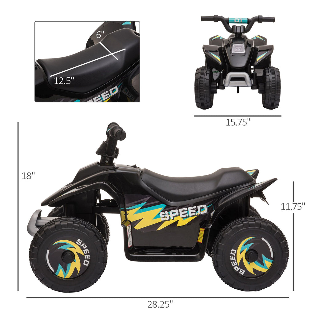 Yeah Depot - Aosom 6V Kids ATV 4-Wheeler Ride on Car, Electric Motorized Quad Battery Powered Vehicle with Forward/Reverse Switch for 18-36 Months Old Toddlers, Black