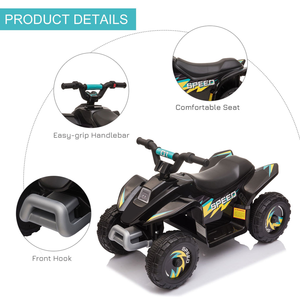 Yeah Depot - Aosom 6V Kids ATV 4-Wheeler Ride on Car, Electric Motorized Quad Battery Powered Vehicle with Forward/Reverse Switch for 18-36 Months Old Toddlers, Black
