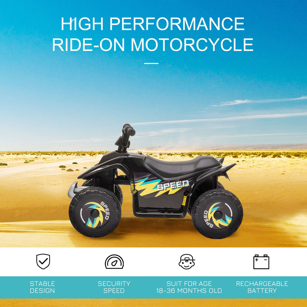 Yeah Depot - Aosom 6V Kids ATV 4-Wheeler Ride on Car, Electric Motorized Quad Battery Powered Vehicle with Forward/Reverse Switch for 18-36 Months Old Toddlers, Black
