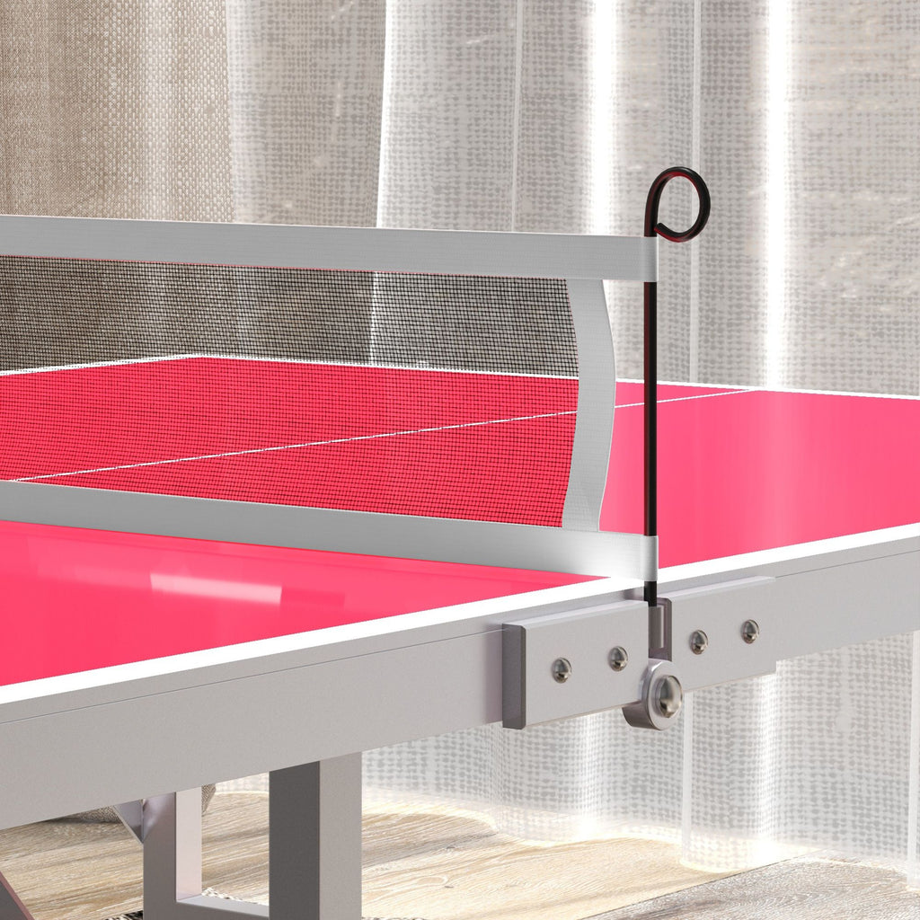 Yeah Depot - Soozier Mini Ping Pong Table Set for Outdoor and Indoor, Foldable Table Tennis Table with Net, 2 Paddles, 3 Balls, Adjustable Feet, Easy Assembly, Red