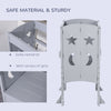 Yeah Depot - Qaba Wooden Kitchen Step Stool for Kids, Foldable Toddler Tower, Helper Stool for Kitchen Counter with Support Handles Safety Rail, Gray