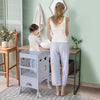 Yeah Depot - Qaba Wooden Kitchen Step Stool for Kids, Foldable Toddler Tower, Helper Stool for Kitchen Counter with Support Handles Safety Rail, Gray