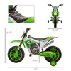 Yeah Depot - Aosom 12V Kids Motorcycle Dirt Bike Electric Battery-Powered Ride-On Toy Off-road Street Bike with Charging Battery, Training Wheels Green