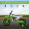Yeah Depot - Aosom 12V Kids Motorcycle Dirt Bike Electric Battery-Powered Ride-On Toy Off-road Street Bike with Charging Battery, Training Wheels Green