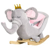 Yeah Depot - Qaba Baby Rocking Horse Elephant Rocking Chair Toddler Rocker Toy with Sound Wooden Base Seat Safety Belt for 1.5-3 Year Old, gray