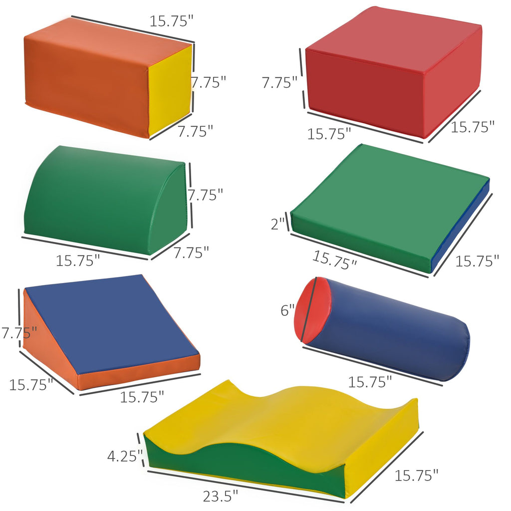 Yeah Depot - Soozier 7 Piece Soft Play Blocks Kids Climb and Crawl Gym Toy Foam Building and Stacking Blocks Non-Toxic Learning Play Set Educational Software Activity Toy Brick Baby Soft Climbing Block