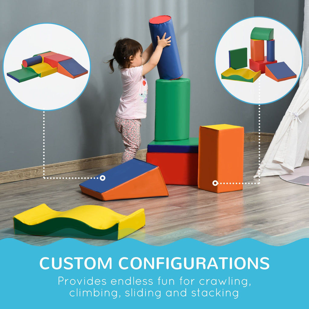 Yeah Depot - Soozier 7 Piece Soft Play Blocks Kids Climb and Crawl Gym Toy Foam Building and Stacking Blocks Non-Toxic Learning Play Set Educational Software Activity Toy Brick Baby Soft Climbing Block