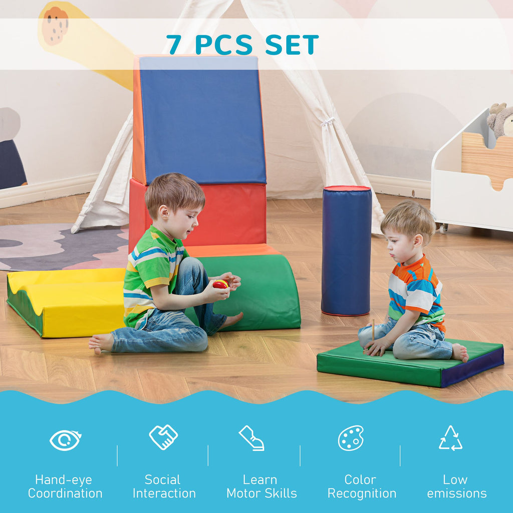 Yeah Depot - Soozier 7 Piece Soft Play Blocks Kids Climb and Crawl Gym Toy Foam Building and Stacking Blocks Non-Toxic Learning Play Set Educational Software Activity Toy Brick Baby Soft Climbing Block