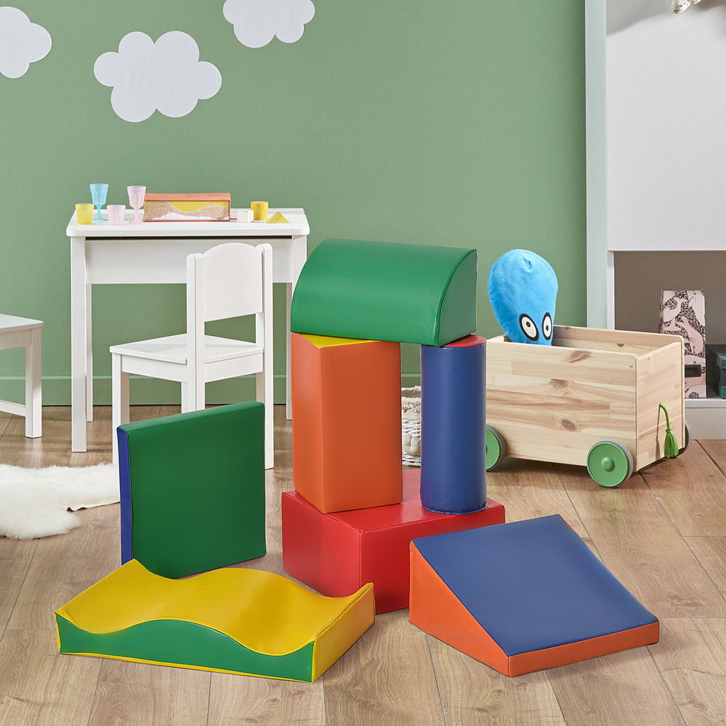 Yeah Depot - Soozier 7 Piece Soft Play Blocks Kids Climb and Crawl Gym Toy Foam Building and Stacking Blocks Non-Toxic Learning Play Set Educational Software Activity Toy Brick Baby Soft Climbing Block